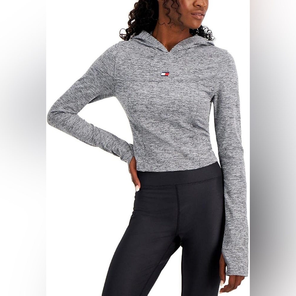 Tommy Hilfiger Sport Women's Cut Out Fitness Hoodie Shirt Size Medium Activewear